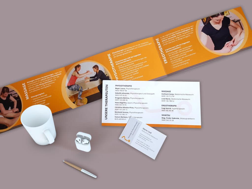 Folder und Visitenkarten für Massage und Physiotherapie